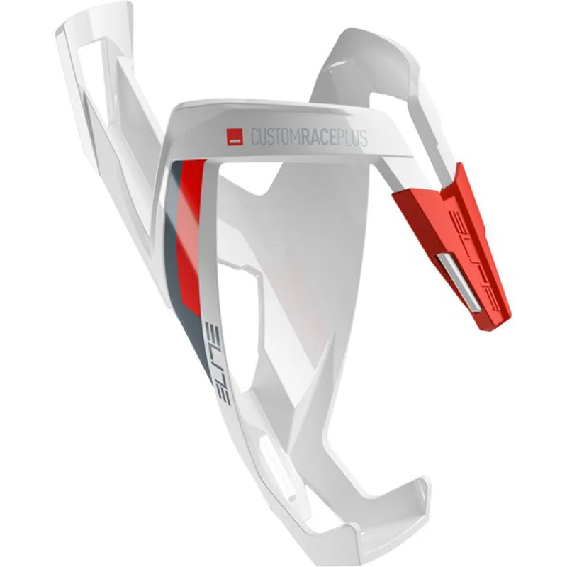 Elite Custom Race Plus Bottle Cage in White and Red