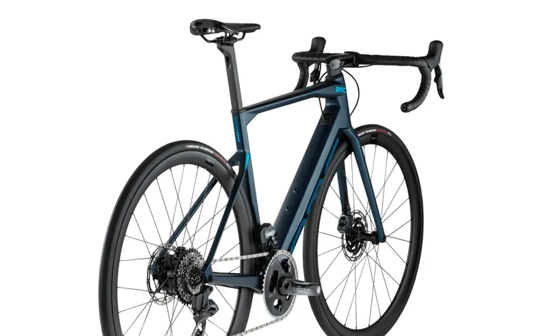 BMC Roadmachine AMP One Force eTap AXS Electric Road Bike 2023 in Blue-6