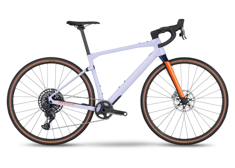 BMC Unrestricted 01 One RED eTap AXS Eagle Gravel Bike 2023 in Lavender Haze/Orange