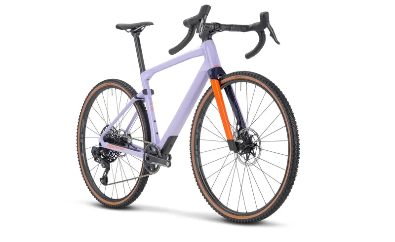BMC Unrestricted 01 One RED eTap AXS Eagle Gravel Bike 2023 in Lavender Haze/Orange-1