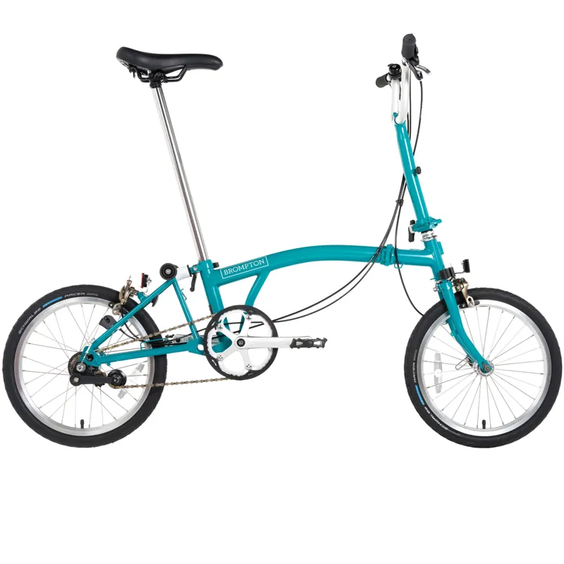 Brompton B75 3 Speed Folding Bike with M-Type Handlebar in Water Blue-2