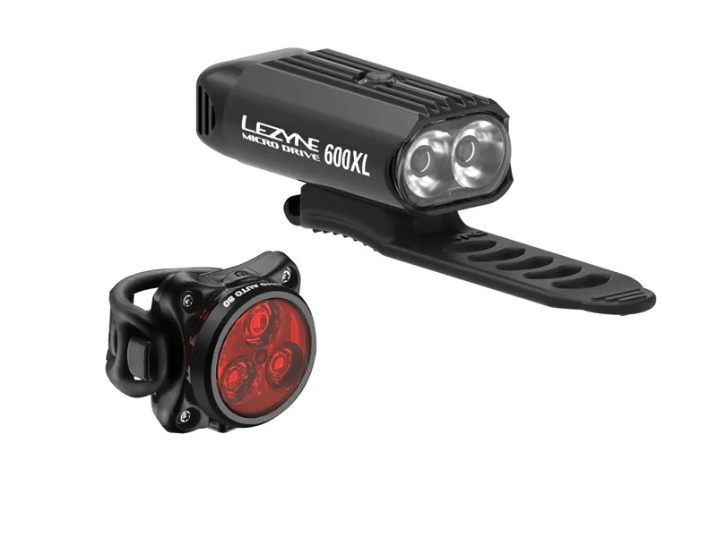 Lezyne LED Micro Drive 600XL/Zecto Auto Light Set in Black