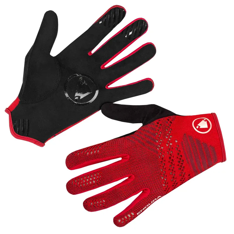 Endura SingleTrack LiteKnit Full Finger Gloves in Red