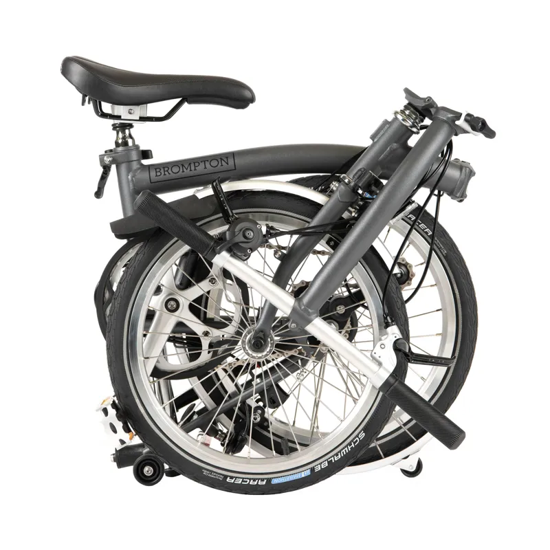 Brompton M3L Folding Bike with Schwalbe Marathon Tyres in Graphite