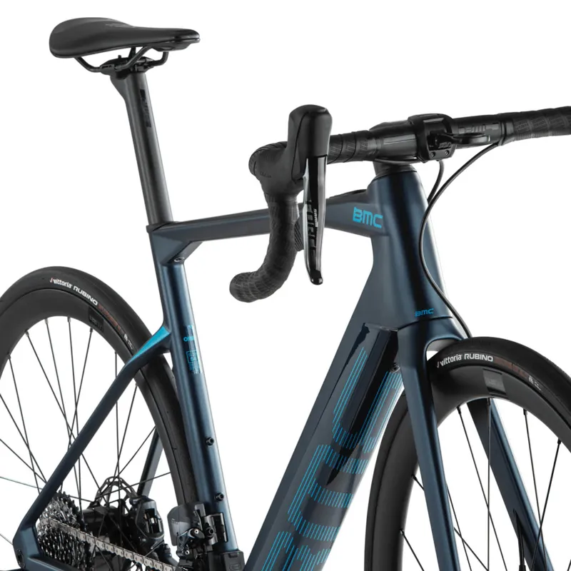 BMC Roadmachine AMP One Force eTap AXS Electric Road Bike 2023 in Blue-4