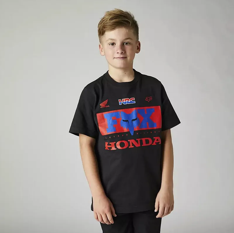 Fox Racing Kid's Honda Short Sleeve Tee in Black