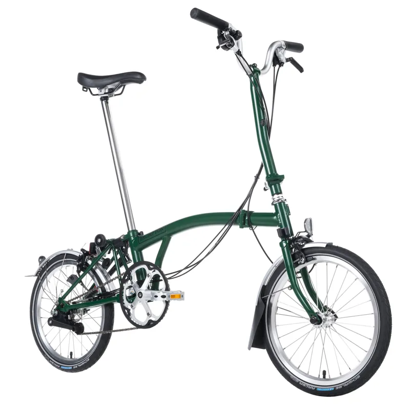 Brompton M6L Folding Bike with Schwalbe Marathon Tyres in Racing Green-2
