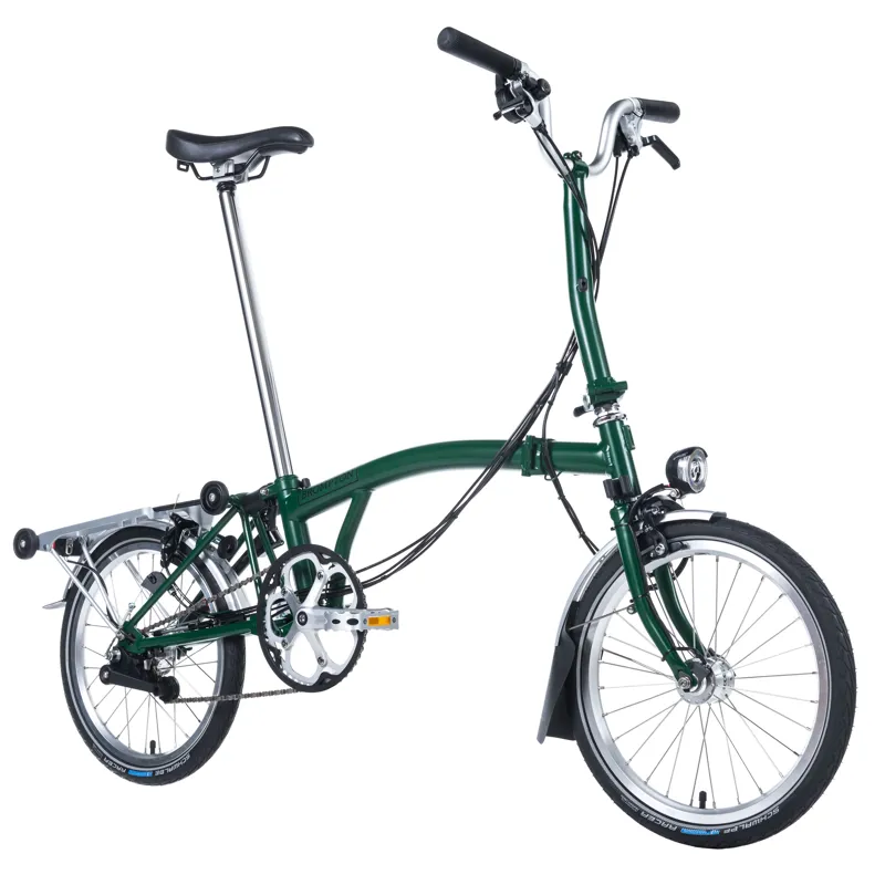 Brompton S3L Folding Bike with Schwalbe Marathon Tyres in Racing Green-2