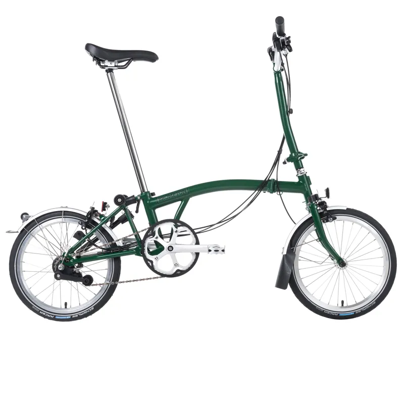 Brompton M6L Folding Bike with Schwalbe Marathon Tyres in Racing Green-1