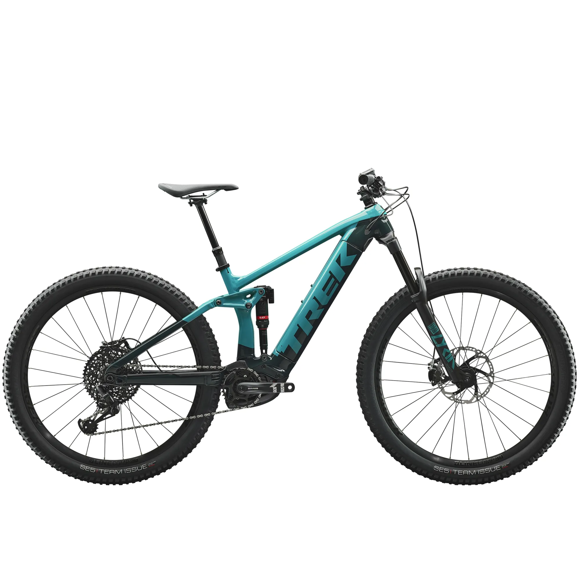 Trek Rail Electric Full Suspension Mountain Bike 2020 in Teal/Navy
