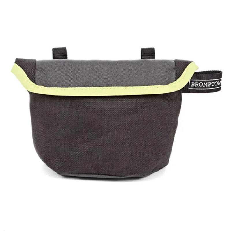 Brompton Saddle Pouch Bag in Grey and Black with Lime Green trim