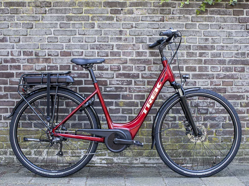 Trek Verve+ 1 Lowstep 400Wh Electric Hybrid Bike 2021 in Rage Red-1