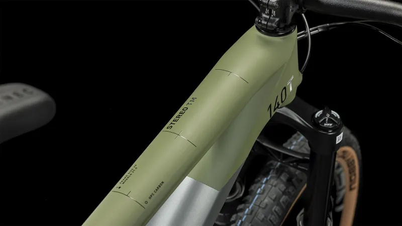 Cube Stereo 140 HPC Rookie Kid's Bike 2024 in Grey/Olive-1