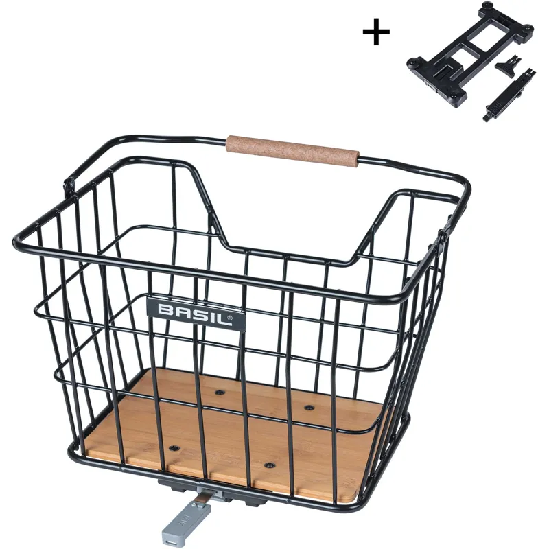 Basil Norland Bicycle Basket MIK 23L in Black/Natural Brown-1