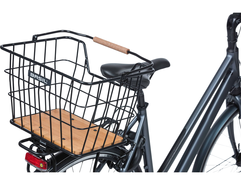 Basil Norland Bicycle Basket MIK 23L in Black/Natural Brown-2