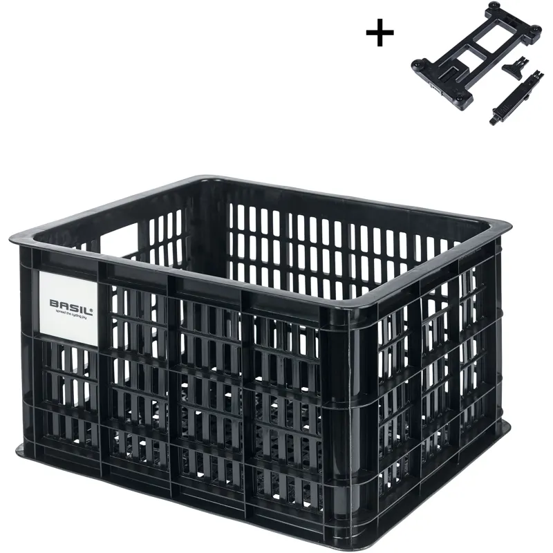 Basil Bicycle Crate MIK Medium 29.5L Recycled in Synthetic Black-1