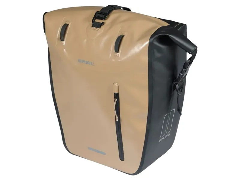 Basil Rivo L Single Bike Bag Tarpaulin MIK Hooks 25-31L in Sand/Black