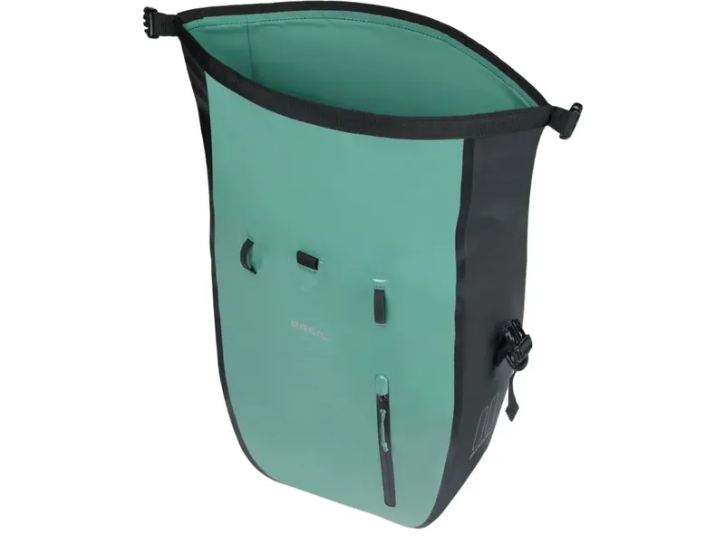 Basil Rivo L Single Bike Bag Tarpaulin MIK Hooks 25-31L in SilverGreen/Black-2