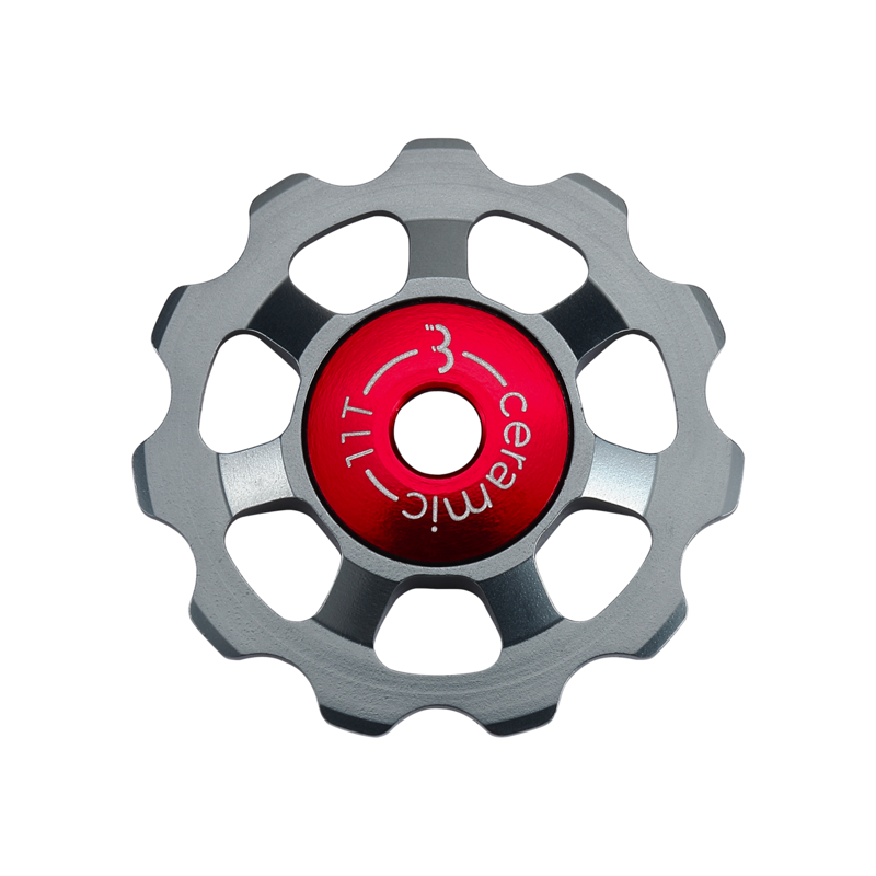 BBB AluBoys 11T Ceramic Jockey Wheels in Red / Silver-1