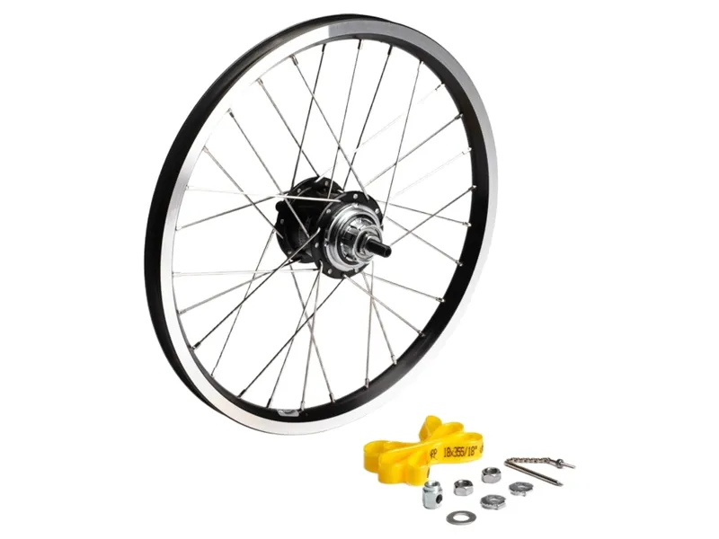 Brompton BWR Rear Wheel and Fittings 3 Speed for 6 Speed in Black/Silver-1