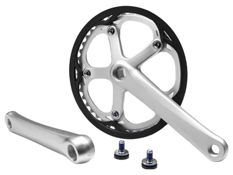 Brompton Crankset - Spider Type Complete incl LH+RH - 44T in Silver