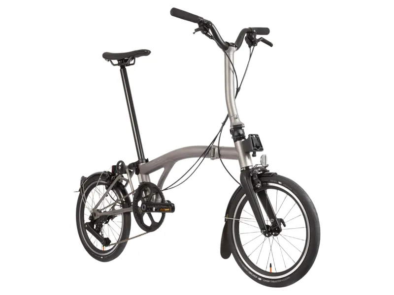 Brompton T Line 4-Speed Folding Bike 2027 in Blasted Titanium-3