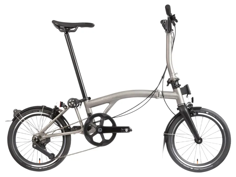 Brompton T Line 4-Speed Folding Bike 2027 in Blasted Titanium-2