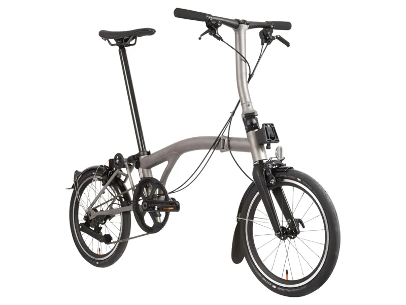 Brompton T Line 4-Speed Folding Bike 2027 in Blasted Titanium-1