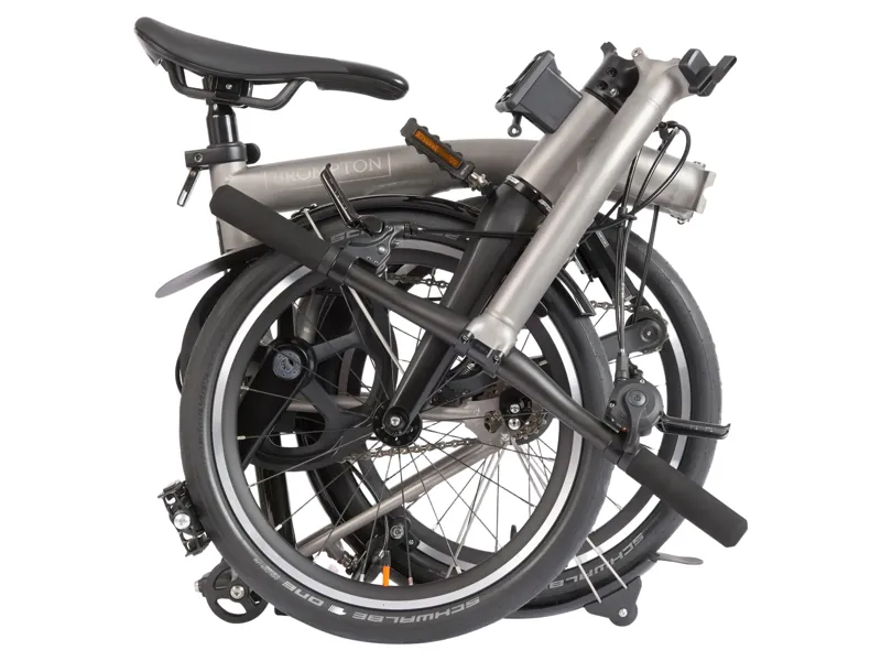 Brompton T Line 4-Speed Folding Bike 2027 in Blasted Titanium-4