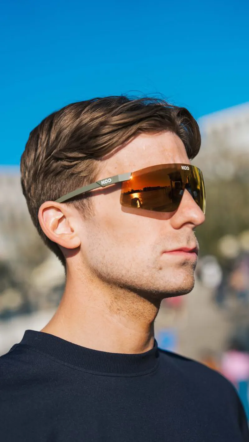 Koo Nova Sunglasses in Olive Green Matt/Orange Mirror-3