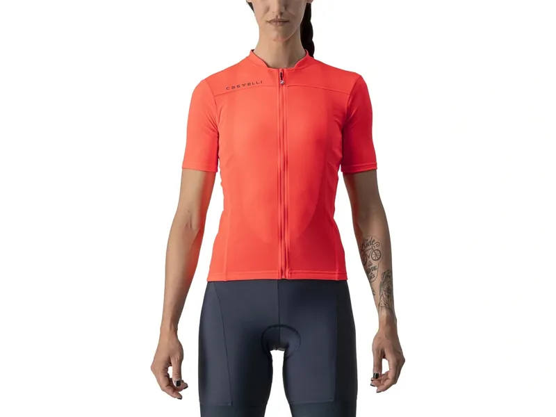 Castelli Anima 3 Women's Road Short Sleeve Jersey in Brilliant Pink/ Steel Blue