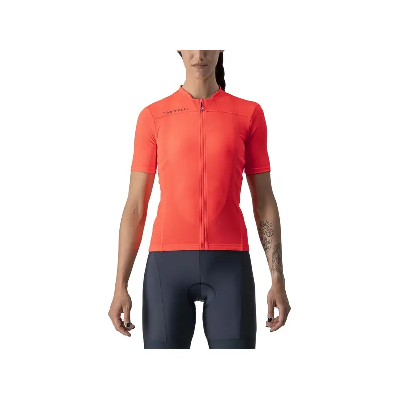 Balfes Bikes Castelli Anima 3 Women's Road Short Sleeve Jersey in Brilliant Pink/ Steel Blue | Free postage over £30, £10 off first order, price match & 0% finance.
