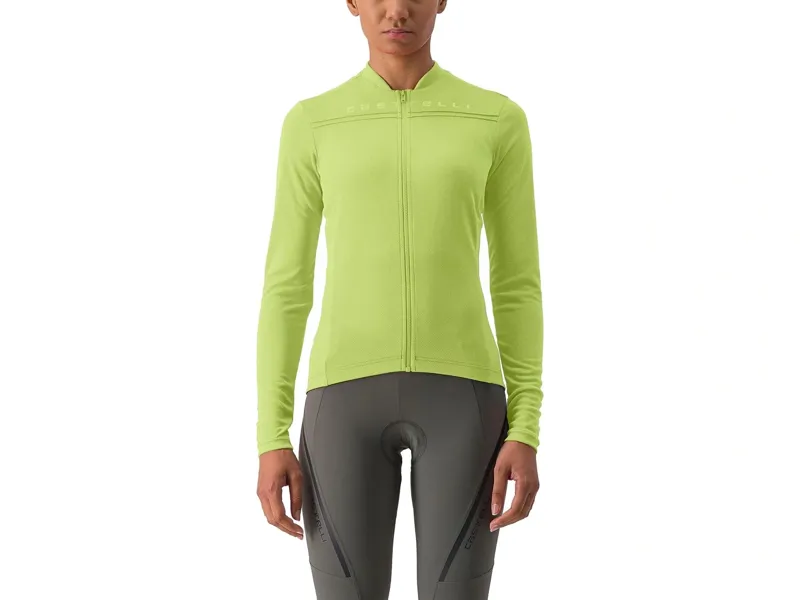 Balfes Bikes Castelli Anima 4 Long Sleeve Women's Jersey in Lime | Free postage over £30, £10 off first order, price match & 0% finance.
