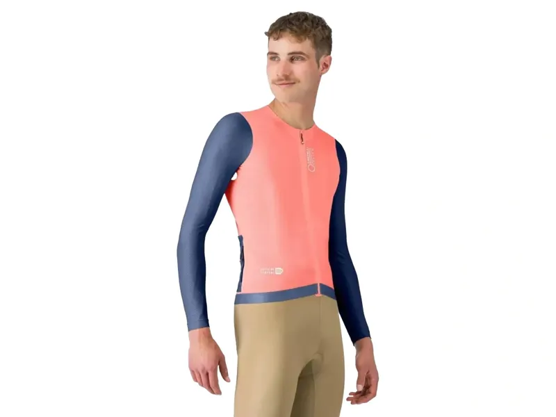 Castelli Corretto LS Jersey Large in Brilliant Pink/Belgian Blue