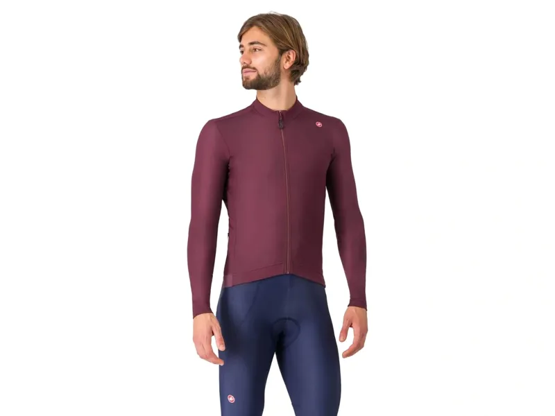 Balfes Bikes Castelli Espresso Thermal Long Sleeve Jersey in Deep Bordeaux | Free postage over £30, £10 off first order, price match & 0% finance.