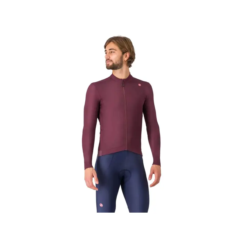 Balfes Bikes Castelli Espresso Thermal Long Sleeve Jersey in Deep Bordeaux | Free postage over £30, £10 off first order, price match & 0% finance.