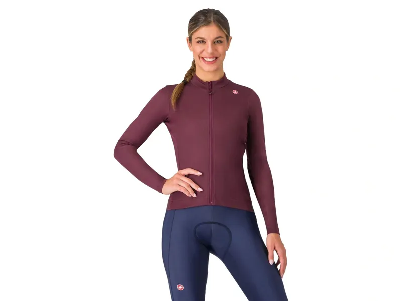 Castelli Espresso Thermal Women's Long Sleeve Jersey in Deep Bordeaux