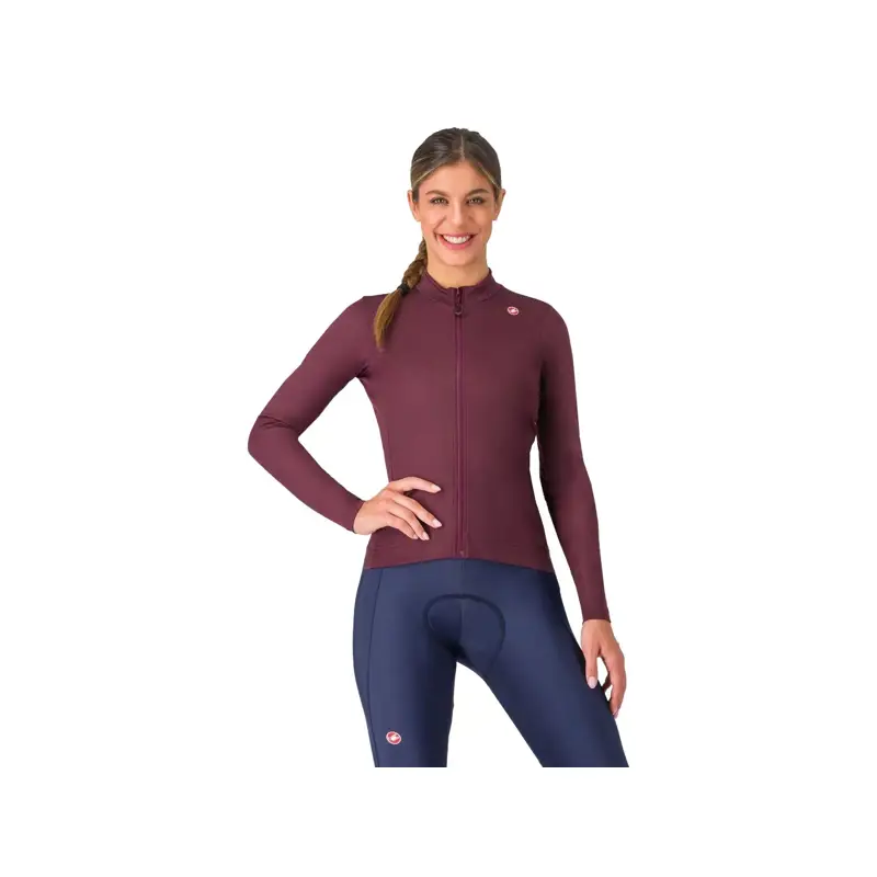 Balfes Bikes Castelli Espresso Thermal Women's Long Sleeve Jersey in Deep Bordeaux | Free postage over £30, £10 off first order, price match & 0% finance.