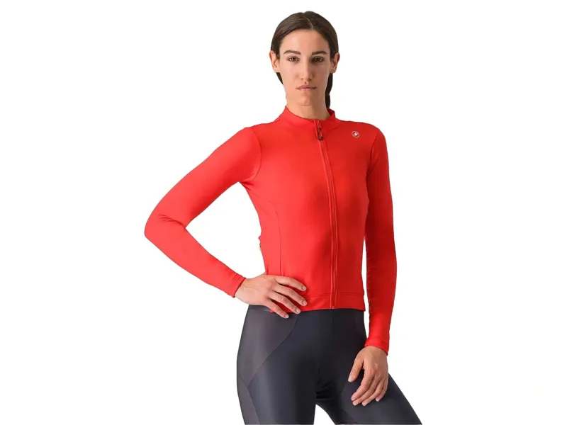 Balfes Bikes Castelli Espresso Thermal Women's Long Sleeve Jersey in Hibiscus/Dark Grey | Free postage over £30, £10 off first order, price match & 0% finance.