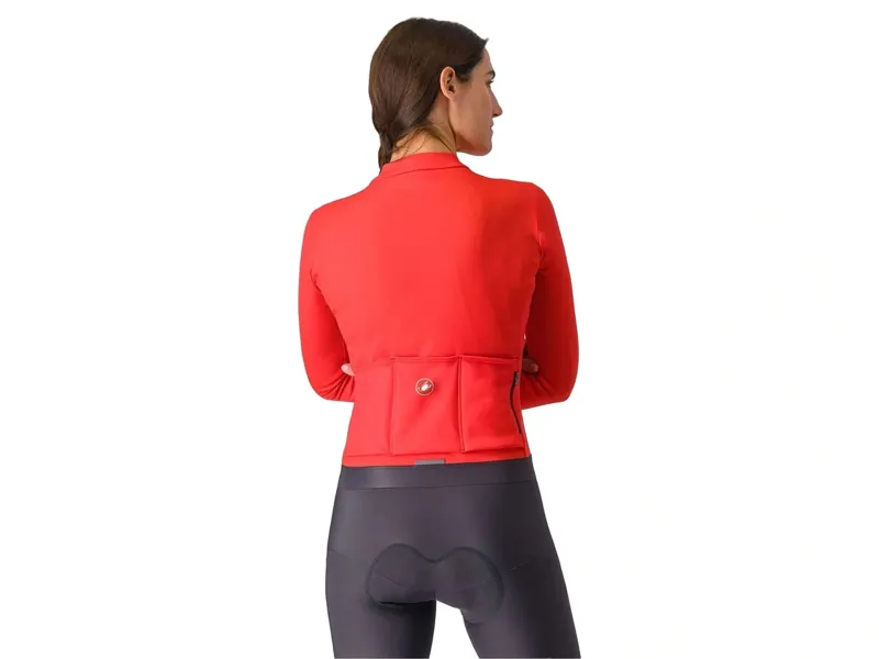 Castelli Espresso Thermal Women's Long Sleeve Jersey in Hibiscus/Dark Grey-1