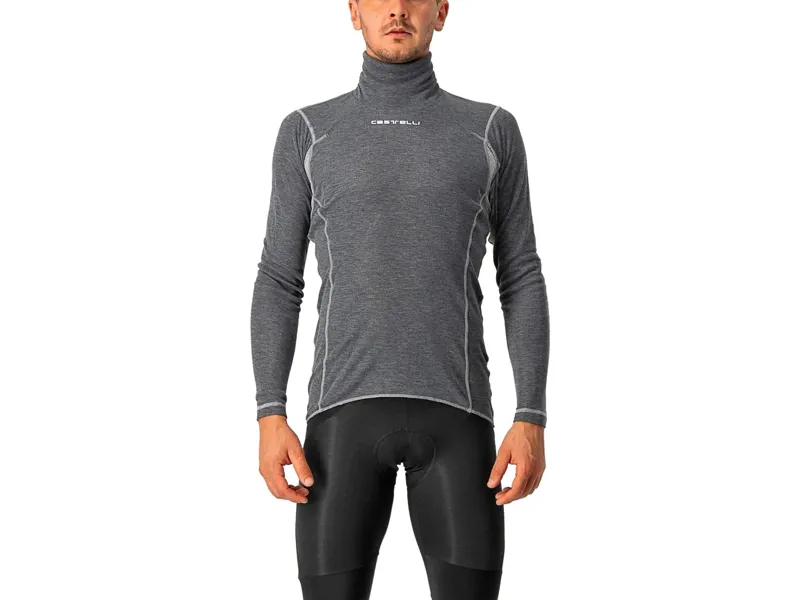 Balfes Bikes Castelli Flanders Warm High Neck Long Sleeve Base Layer in Grey | Free postage over £30, £10 off first order, price match & 0% finance.