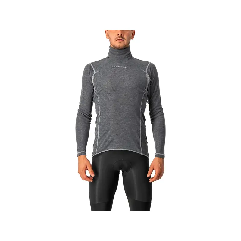 Balfes Bikes Castelli Flanders Warm High Neck Long Sleeve Base Layer in Grey | Free postage over £30, £10 off first order, price match & 0% finance.