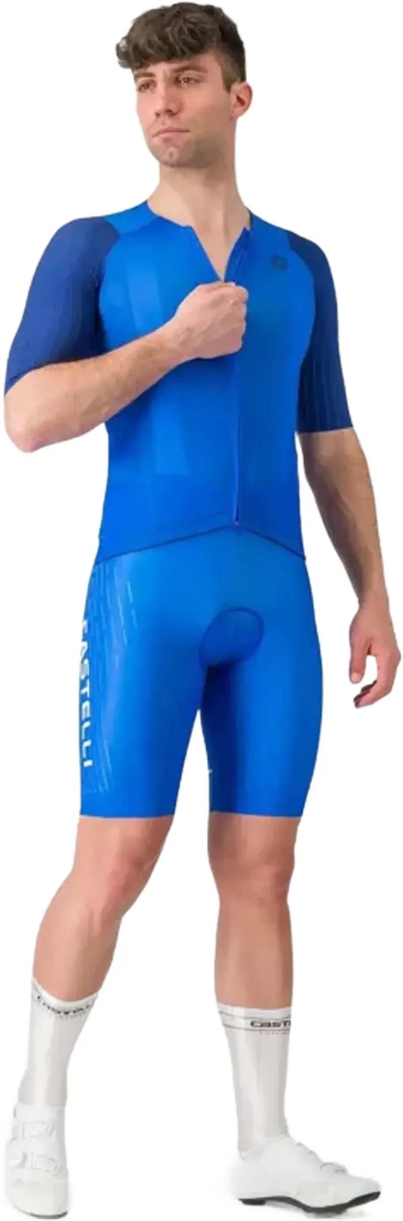 Castelli Free Aero Race S Kit Bib Short in Azzurro Italia/Silver Grey-2