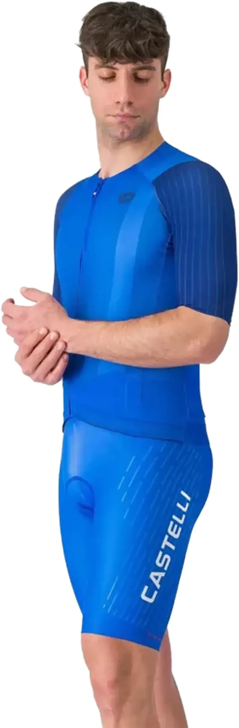 Castelli Free Aero Race S Kit Bib Short in Azzurro Italia/Silver Grey-3