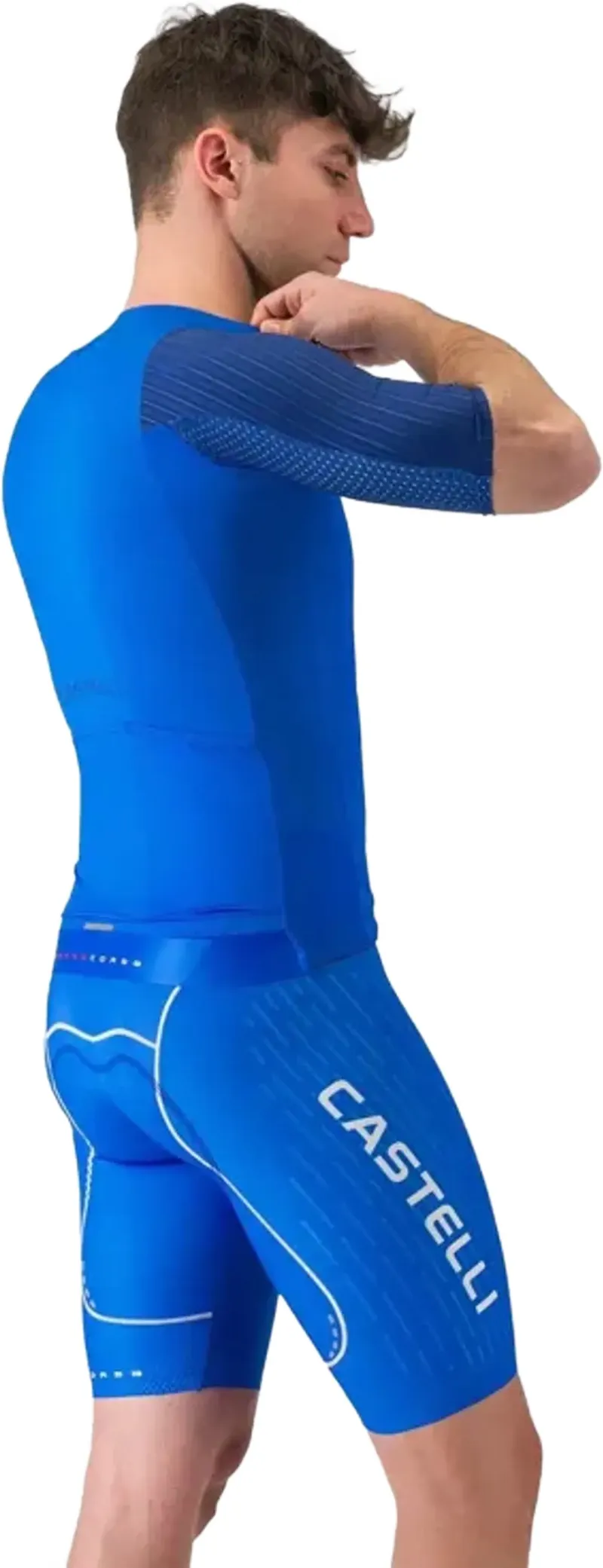 Castelli Free Aero Race S Kit Bib Short in Azzurro Italia/Silver Grey-4