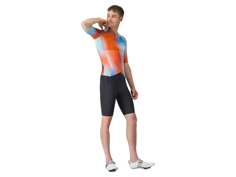 Castelli Free Sanremo 3 Short Sleeve Suit in Paprika/Winter Sky-Black-1