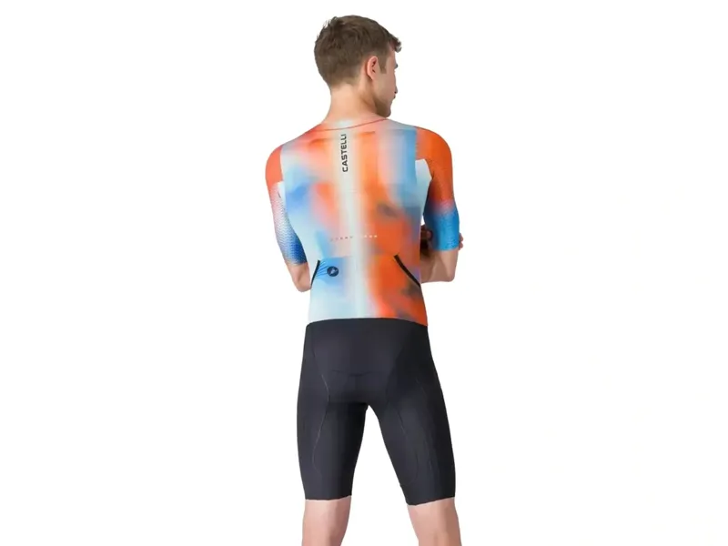 Castelli Free Sanremo 3 Short Sleeve Suit in Paprika/Winter Sky-Black-2