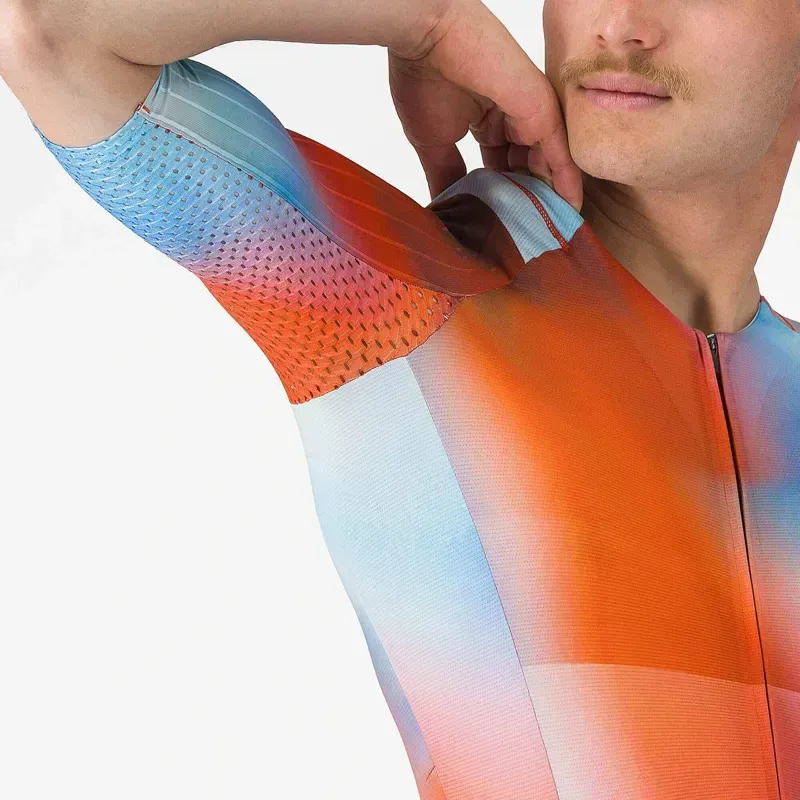 Castelli Free Sanremo 3 Short Sleeve Suit in Paprika/Winter Sky-Black-4