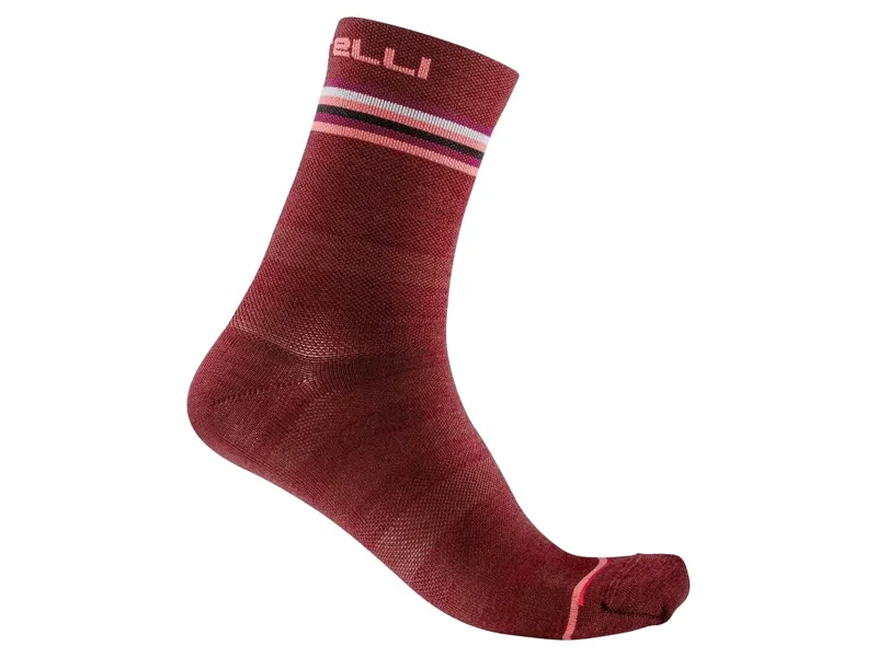 Balfes Bikes Castelli Go Women's 15 Socks in Bordeaux and Brilliant Pink-White | Free postage over £30, £10 off first order, price match & 0% finance.