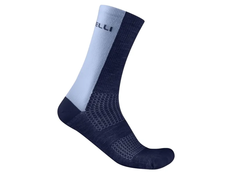 Castelli Logo 18 Merino Socks in Belgian Blue/Steel Fade